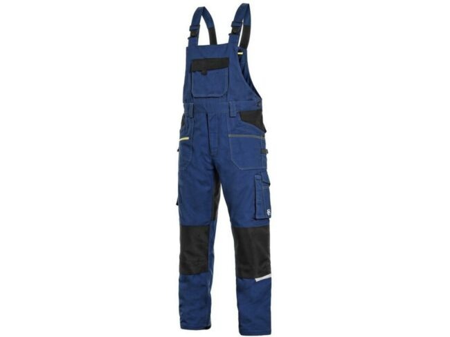CXS STRETCH pánské Kalhoty pracovní s laclem tmavě modrá/černá 54