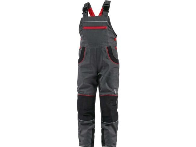 CXS CASPER dětské Kalhoty s laclem šedá/červená 110