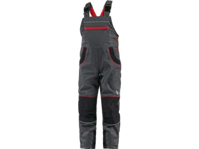 CXS CASPER dětské Kalhoty s laclem šedá/červená 120