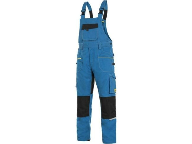 CXS STRETCH pánské Kalhoty pracovní s laclem středně modrá/černá 60