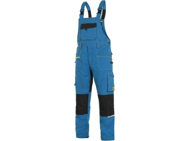 CXS STRETCH pánské Kalhoty pracovní s laclem středně modrá/černá 62