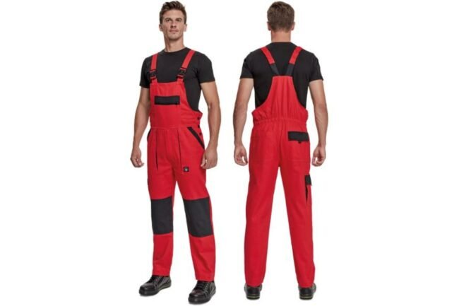 Cerva MAX NEO Kalhoty pracovní s laclem červená  52