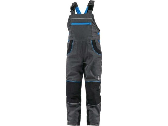 CXS CASPER dětské Kalhoty s laclem šedá/modrá 150