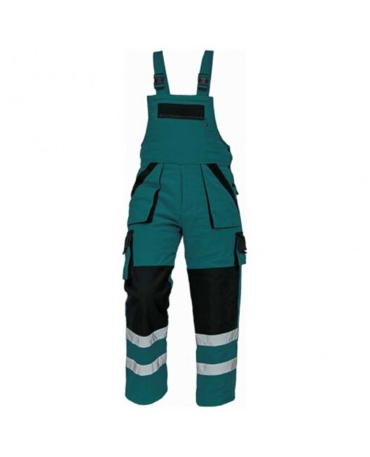 Cerva MAX WINTER RFLX Kalhoty pracovní s laclem zimní zelená/černá 60