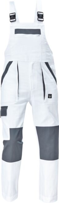 Cerva MAX NEO Kalhoty pracovní s laclem bílá/šedá 66