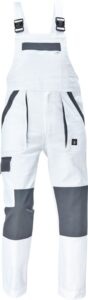 Cerva MAX NEO Kalhoty pracovní s laclem bílá/šedá 56