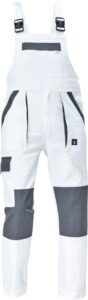 Cerva MAX NEO Kalhoty pracovní s laclem bílá/šedá 60