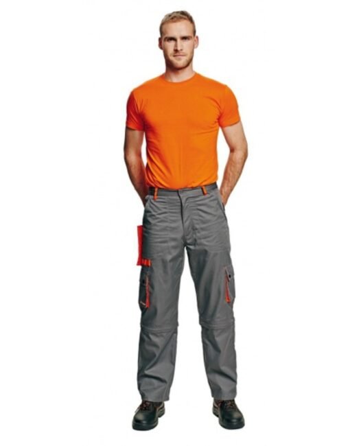 Cerva DESMAN Kalhoty pracovní do pasu šedá/oranžová 48
