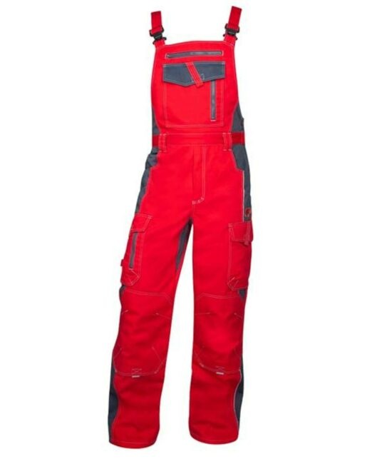 Ardon VISION 03 Kalhoty pracovní s laclem červená/šedá 182 60