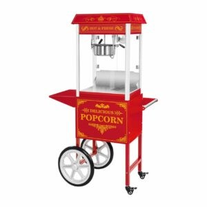 Stroj na popkorn s vozíkem a LED osvětlením retro vzhled červený - Stroje na popcorn Royal Catering