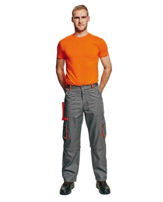 Cerva DESMAN Kalhoty pracovní do pasu šedá/oranžová 50