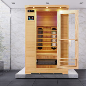 Juskys Infračervená sauna/ tepelná kabina Oslo s triplexním topným systémem a dřevem Hemlock