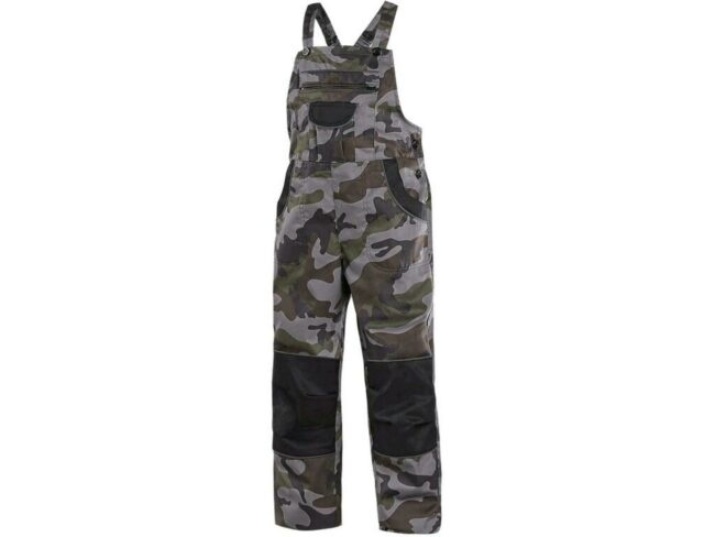 CXS CAMO dětské Kalhoty s laclem camouflage zelená 100