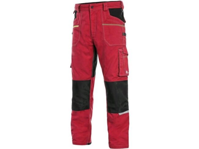 CXS STRETCH pánské Kalhoty pracovní do pasu červená/černá  60