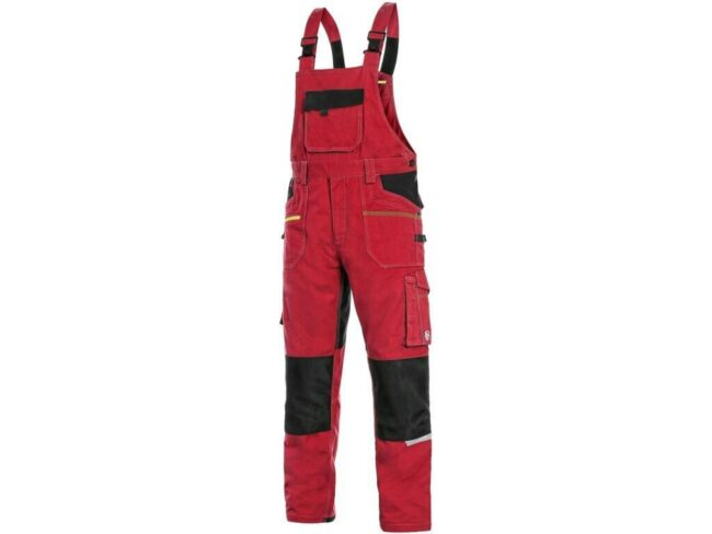 CXS STRETCH pánské Kalhoty pracovní s laclem červená/černá  46