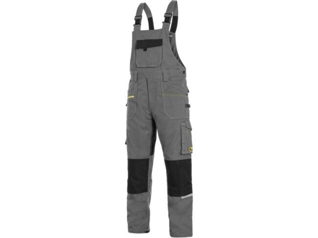 CXS STRETCH pánské Kalhoty pracovní s laclem šedá/černá  58