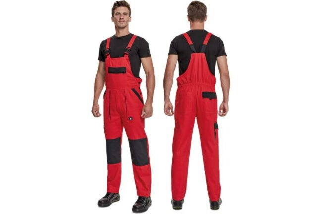Cerva MAX NEO Kalhoty pracovní s laclem červená  64