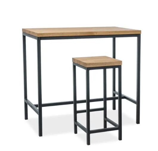 Signal Barový stolek METRO přírodní dýha dub/černý 110x60x100