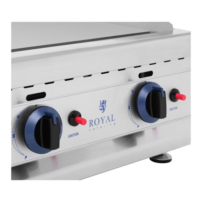 Dvojitý plynový gril 60 x 40 cm hladký/vroubkovaný 2 x 3 100 W zemní plyn 20 mbar - Plynové grilovací desky Royal Catering